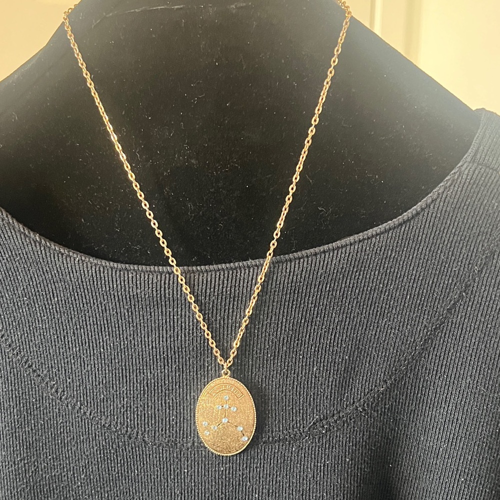 Gold-Tone Aquarius Zodiac Constellation Pendant Necklace